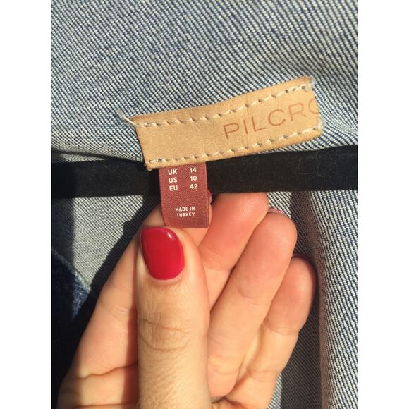 Pilcro cropped denim vest women 10 jean babydoll western boho yellowstone button - Picture 2 of 9